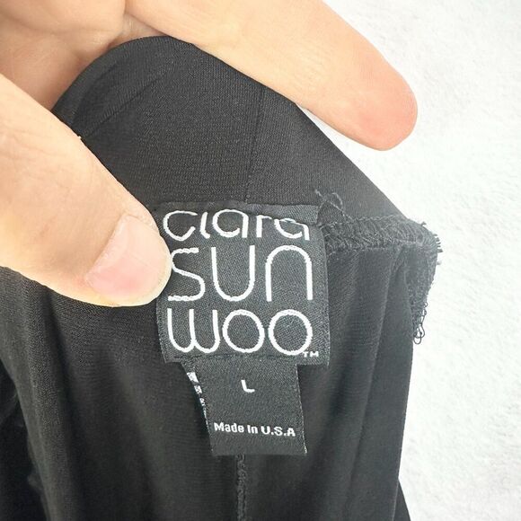 Clara Sunwoo Slinky Pull On Cropped Pants Size Large Black Travel Minimalist - Picture 4 of 5